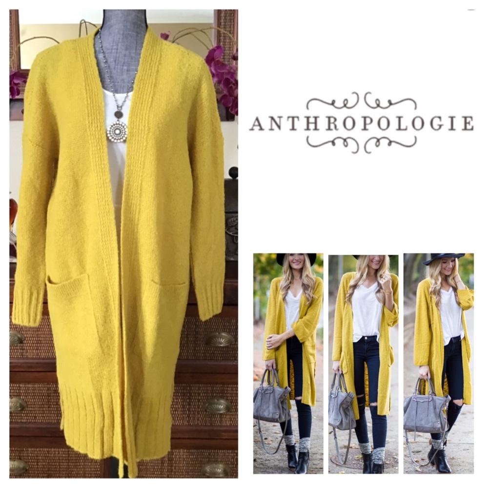Anthropologie Mustard Alpaca Cardigan Duster. NWT.